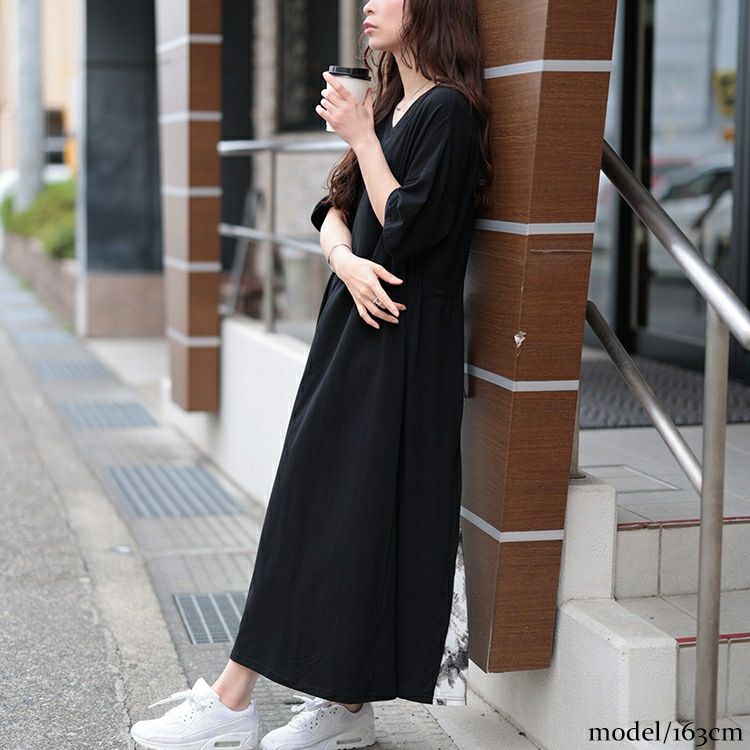 大きいサイズ レディース 接触冷感後ろ花柄切り替えワンピース　kt-7825640