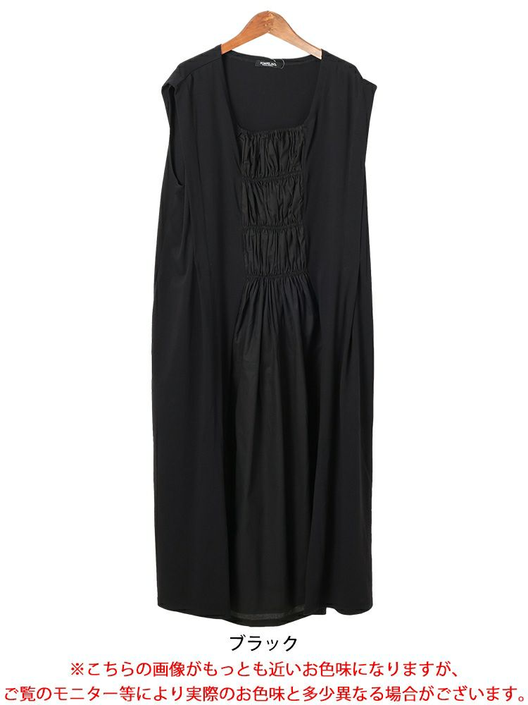 大きいサイズ レディース 接触冷感シャーリングノースリーブワンピース　kt-7825630