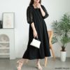大きいサイズ レディース 接触冷感レース袖切り替えワンピース　kt-7825620 ブラック