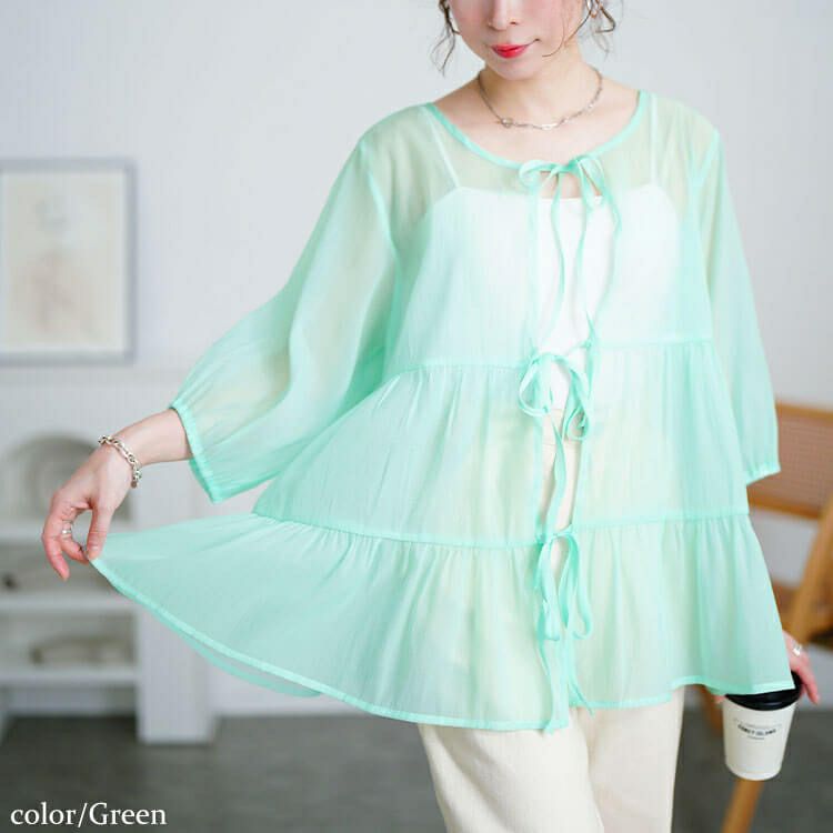 大きいサイズ レディース 前後2wayリボンティアードチュニック　fem-577【メール便可】