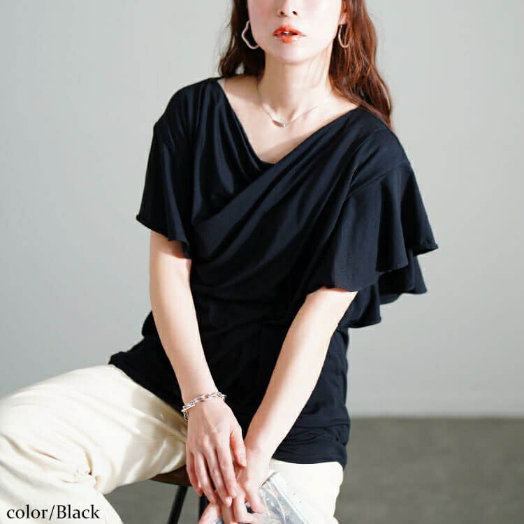 大きいサイズ レディース 接触冷感バタフライスリーブカットソー　sw-0725【メール便可】