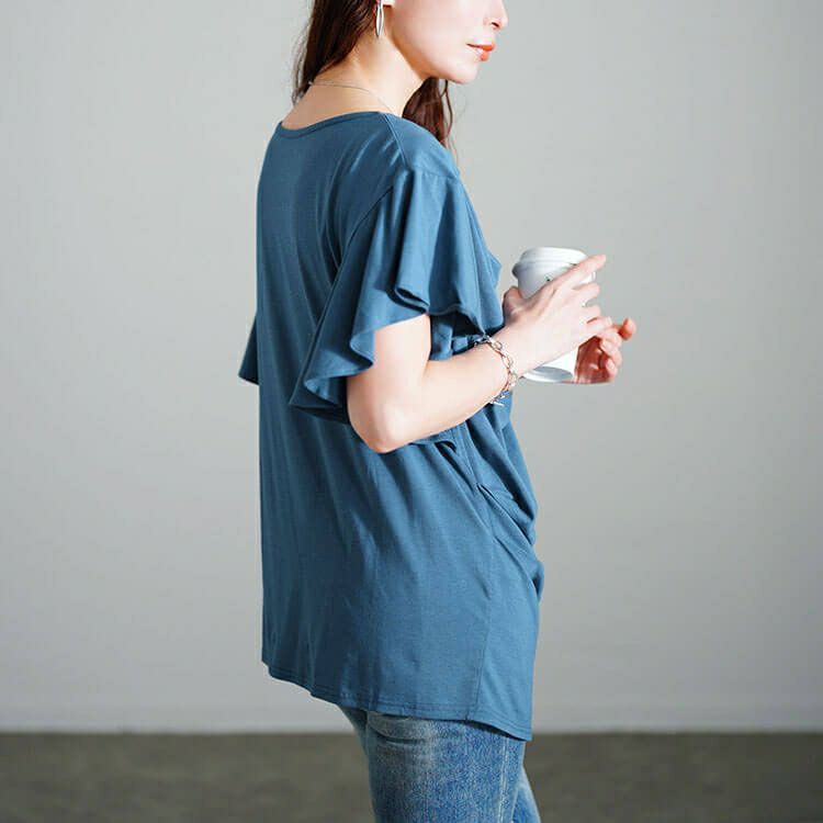 大きいサイズ レディース 接触冷感バタフライスリーブカットソー　sw-0725【メール便可】