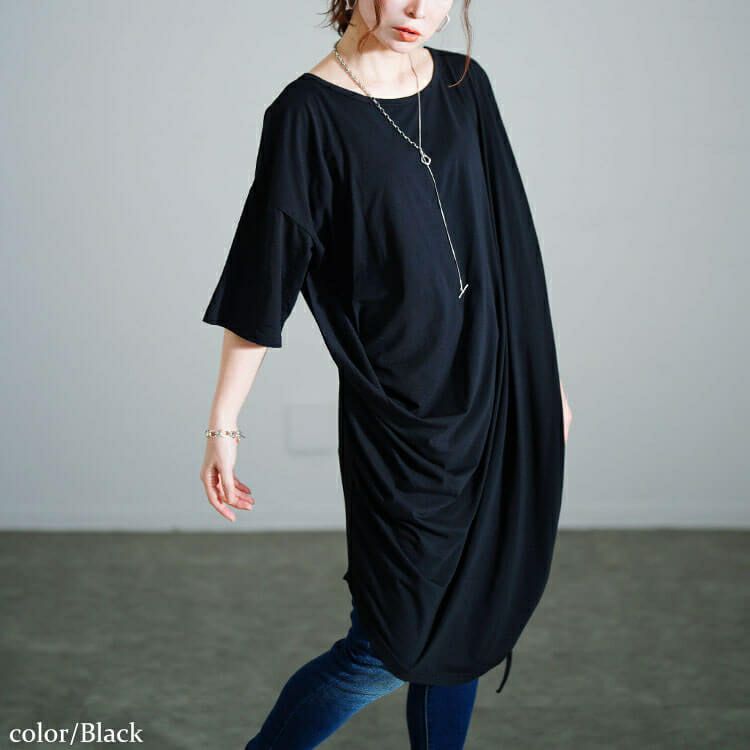 大きいサイズ レディース 接触冷感アシンメトリー変形チュニック sw