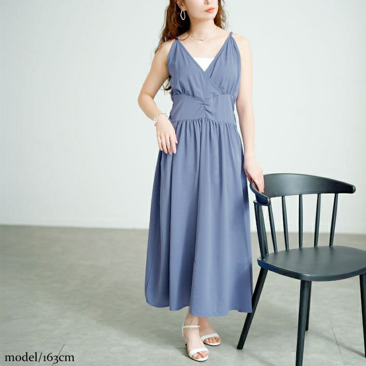 大きいサイズ レディース カシュクールキャミワンピース　fem-563【メール便可】