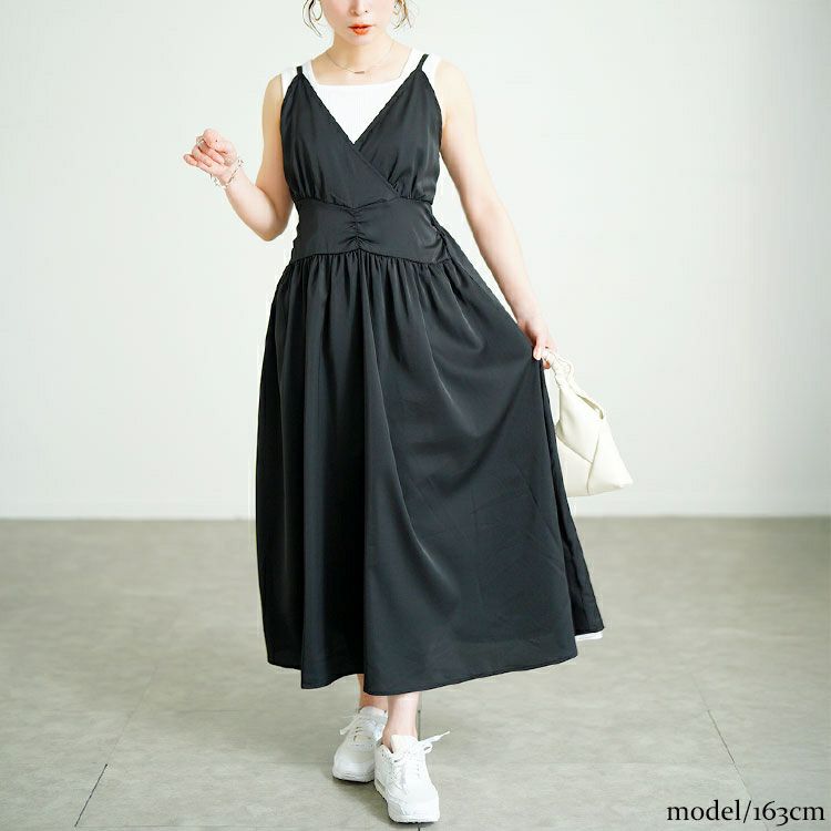 大きいサイズ レディース カシュクールキャミワンピース　fem-563【メール便可】