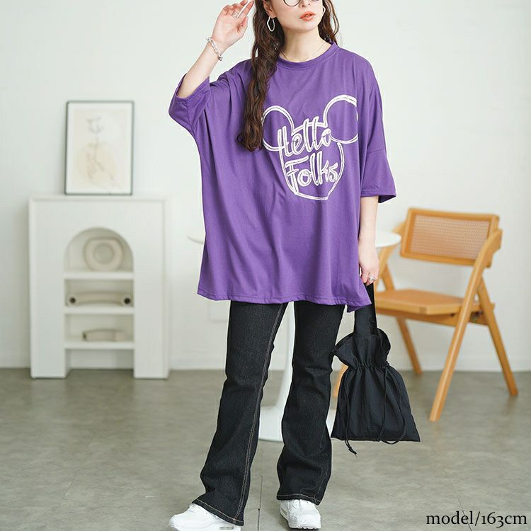 大きいサイズ レディース ビッグプリントオーバーサイズTシャツ goldy