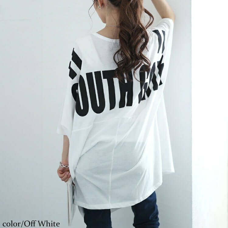 大きいサイズ レディース バックプリントドルマンチュニックTシャツ　maruka-7157【メール便可】