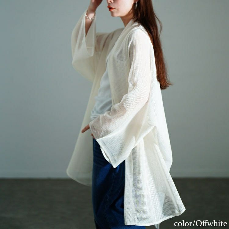 大きいサイズ レディース メッシュロングカーディガン　nw-25023