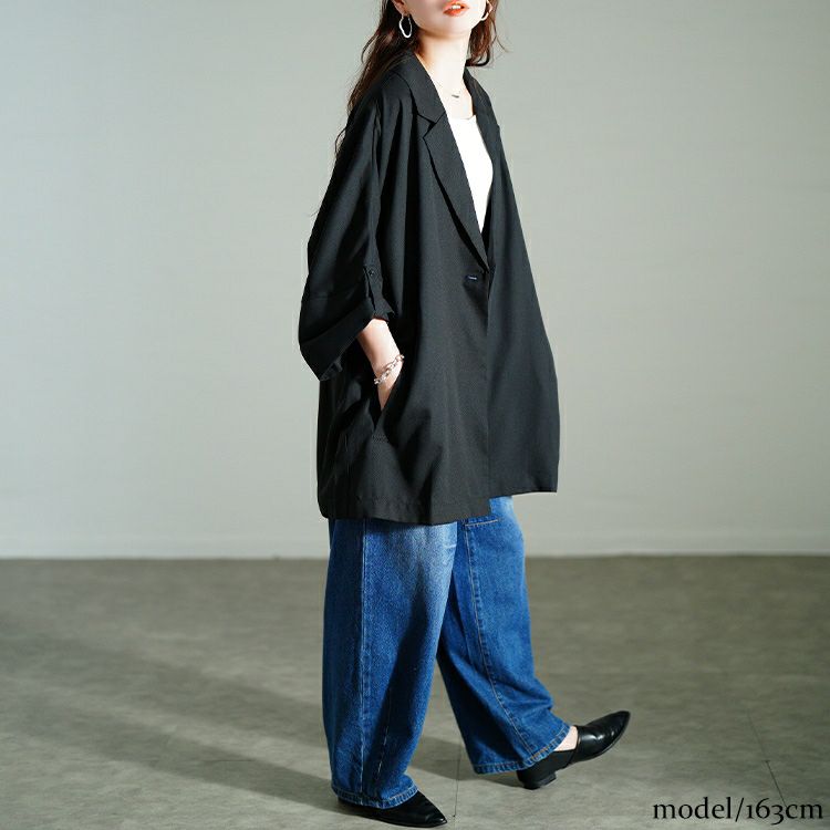 大きいサイズ レディース ワッシャーオーバーサイズジャケット 　nw-25011【メール便可】
