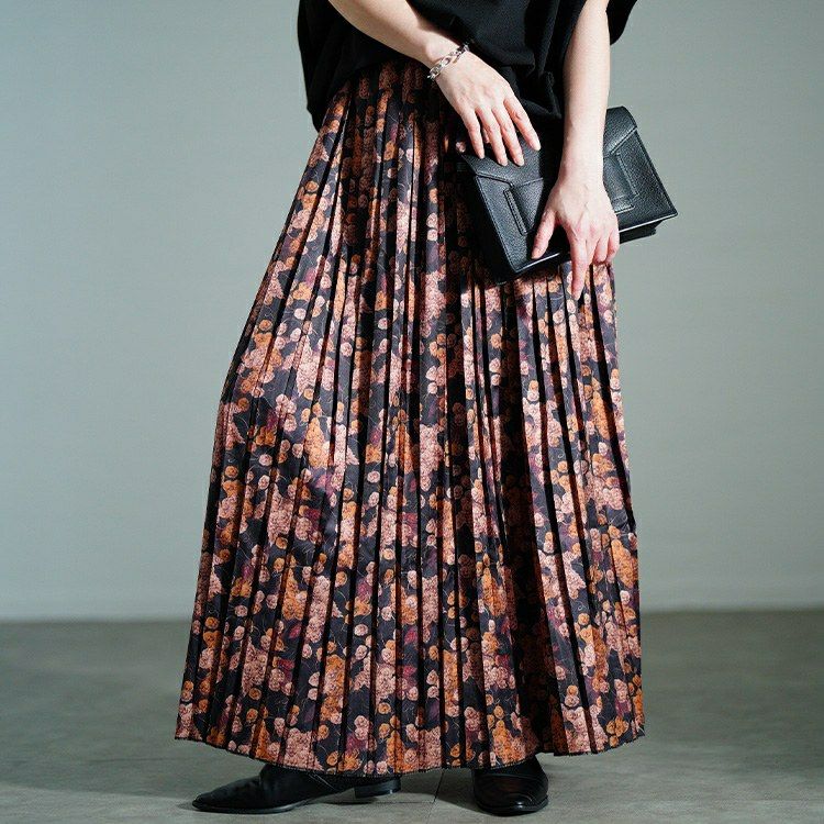 大きいサイズ レディース 花柄プリーツスカート　sw-0756【メール便可】