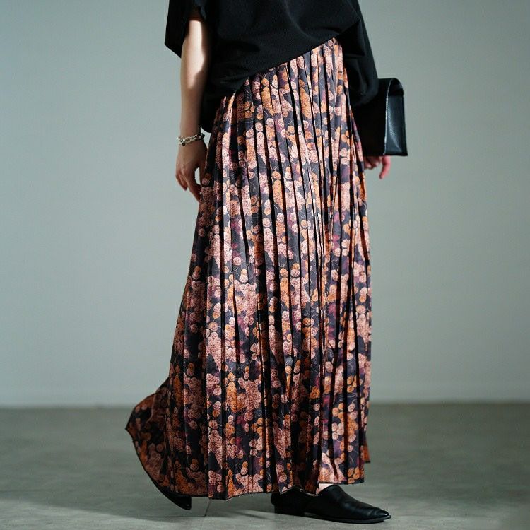 大きいサイズ レディース 花柄プリーツスカート　sw-0756【メール便可】