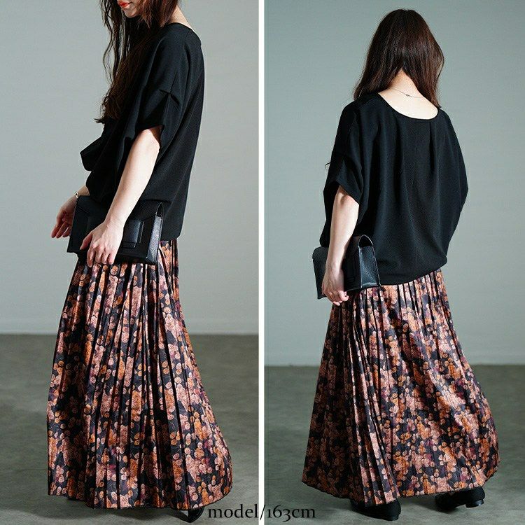 大きいサイズ レディース 花柄プリーツスカート　sw-0756【メール便可】