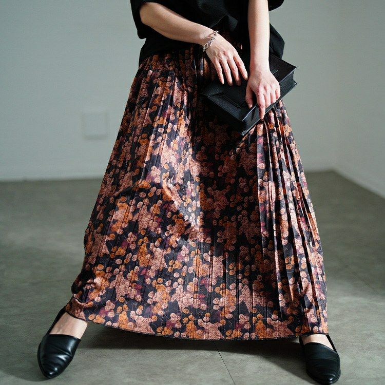 大きいサイズ レディース 花柄プリーツスカート　sw-0756【メール便可】