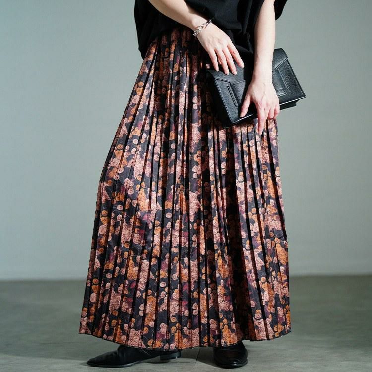 大きいサイズ レディース 花柄プリーツスカート　sw-0756【メール便可】 花柄