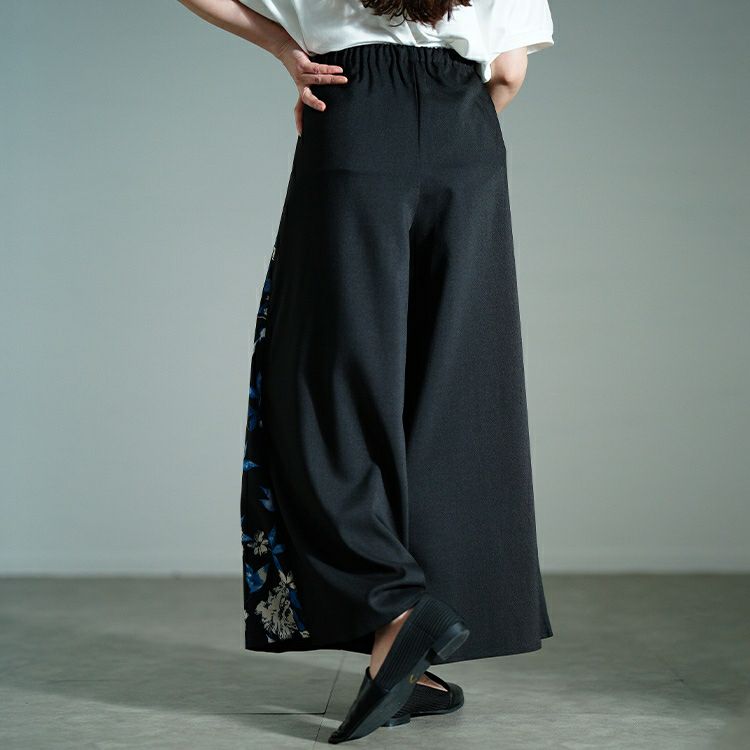 大きいサイズ レディース 花柄ラップワイドパンツ　sw-0751