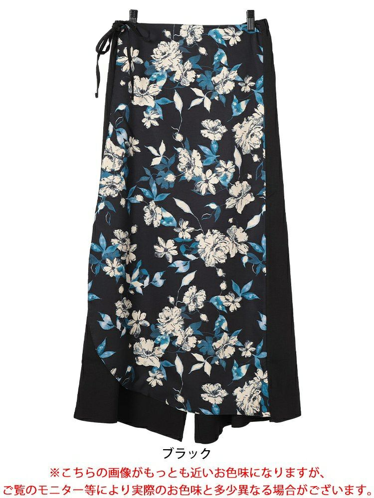 大きいサイズ レディース 花柄ラップワイドパンツ sw-0751 | 大きい