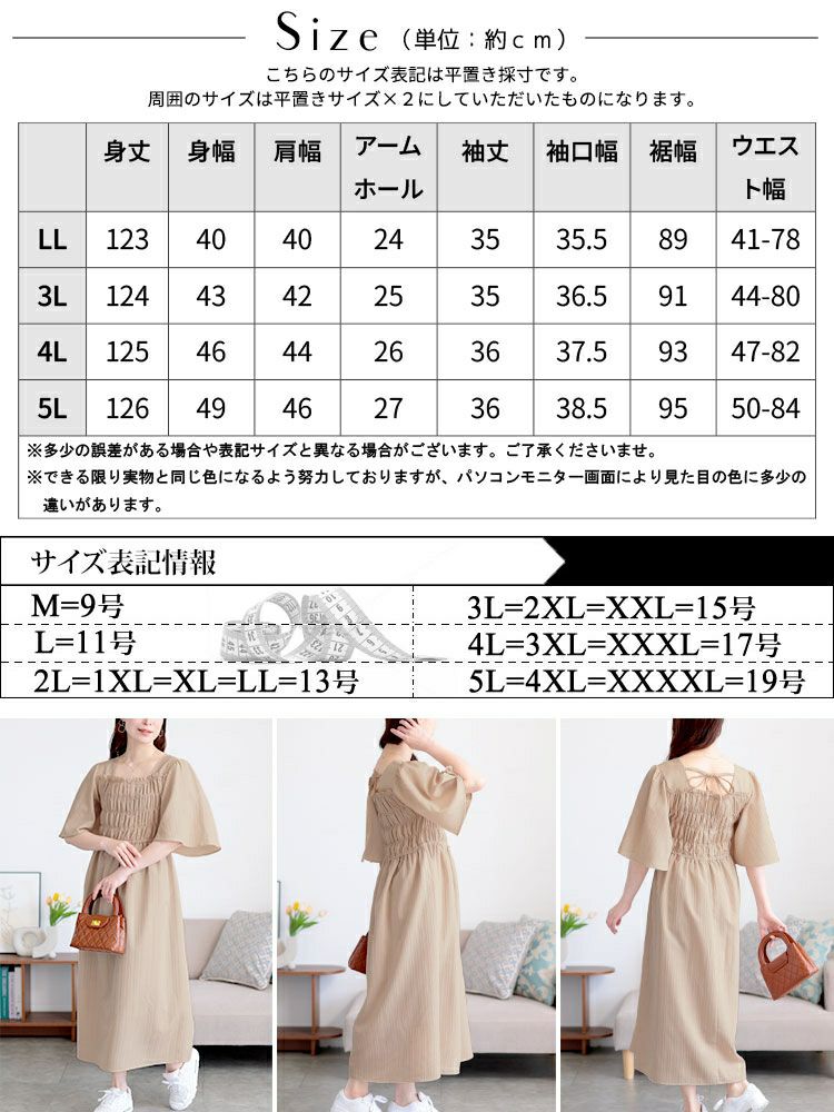 大きいサイズ レディース ストライプシャーリングフレアワンピース　tani-36863ll