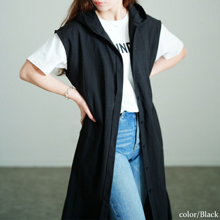 大きいサイズ レディース コットンパーカーノースリーブワンピース　sw-0748