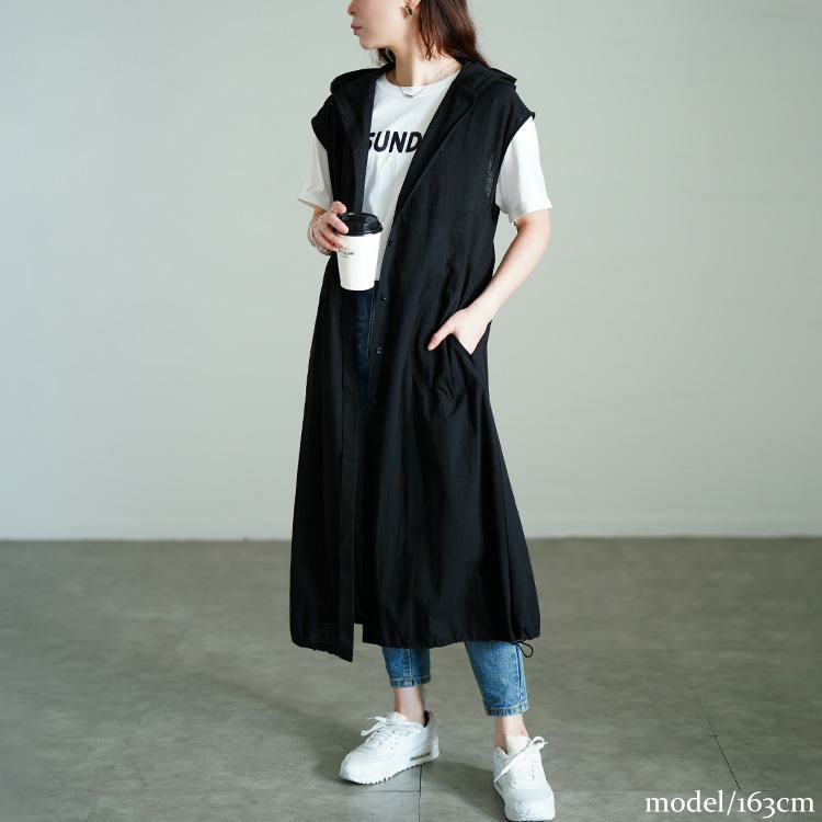 大きいサイズ レディース コットンパーカーノースリーブワンピース　sw-0748 ブラック