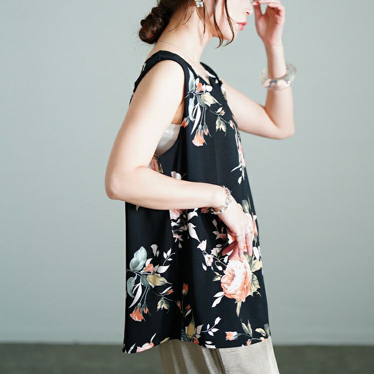 大きいサイズ レディース レトロ花柄タンクトップ　sw-0765 【メール便可】