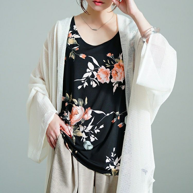 大きいサイズ レディース レトロ花柄タンクトップ　sw-0765 【メール便可】