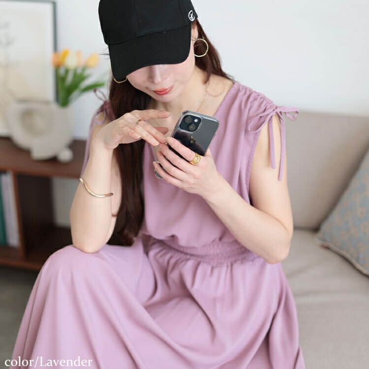 大きいサイズ レディース ドロストショルダーシャーリングワンピース　fem-570 【メール便可】