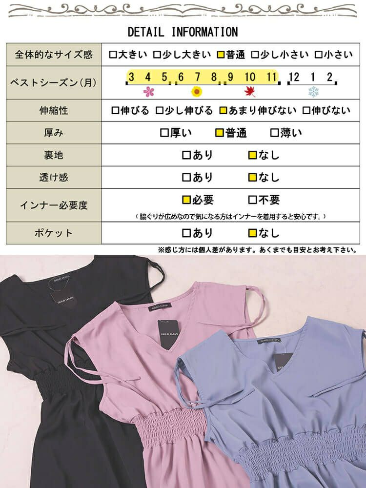 大きいサイズ レディース ドロストショルダーシャーリングワンピース　fem-570 【メール便可】