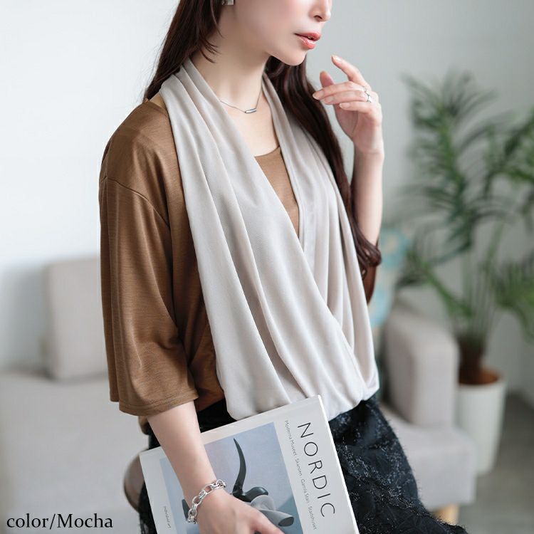 大きいサイズ レディース フェイクストールプルオーバー　u2-0107 【メール便可】