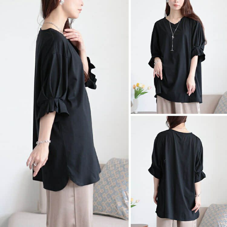 大きいサイズ レディース Vネックキャンディスリーブチュニック　bai-0182 【メール便可】