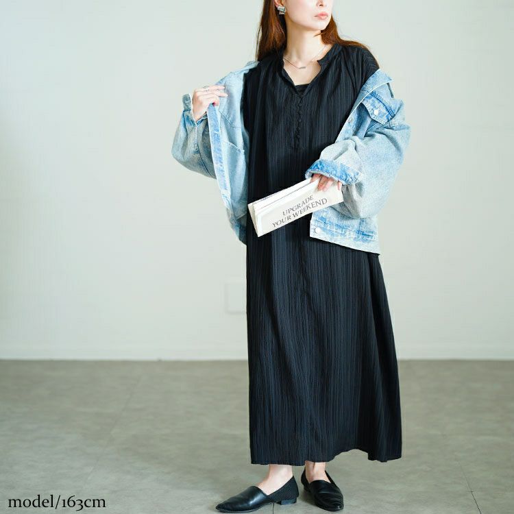 大きいサイズ レディース ストライプ柄楊柳ドルマンワンピース　tana-351060