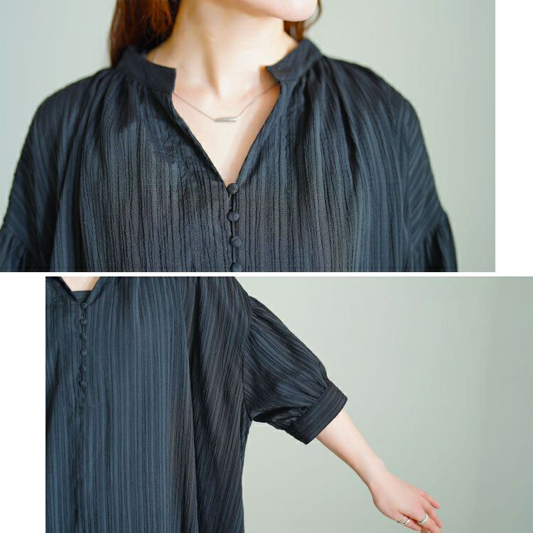 大きいサイズ レディース ストライプ柄楊柳ドルマンワンピース　tana-351060