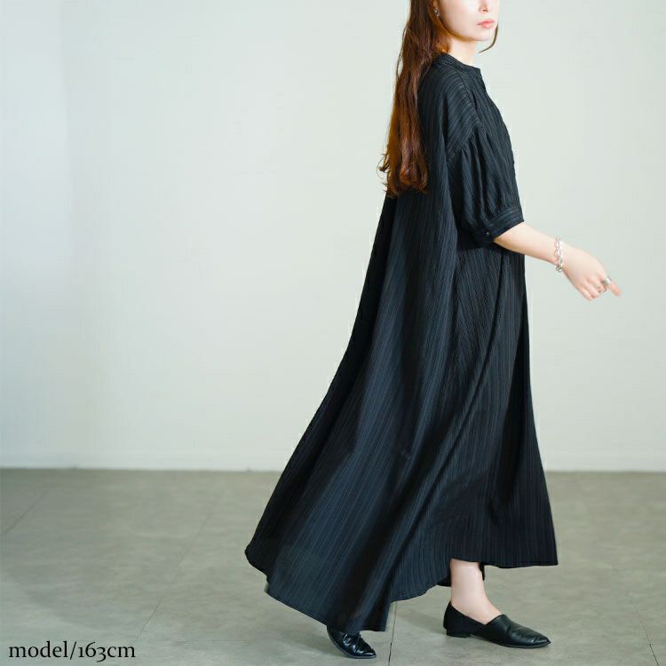 大きいサイズ レディース ストライプ柄楊柳ドルマンワンピース tana