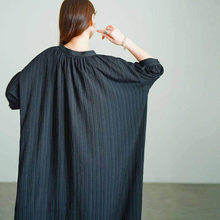 大きいサイズ レディース ストライプ柄楊柳ドルマンワンピース　tana-351060