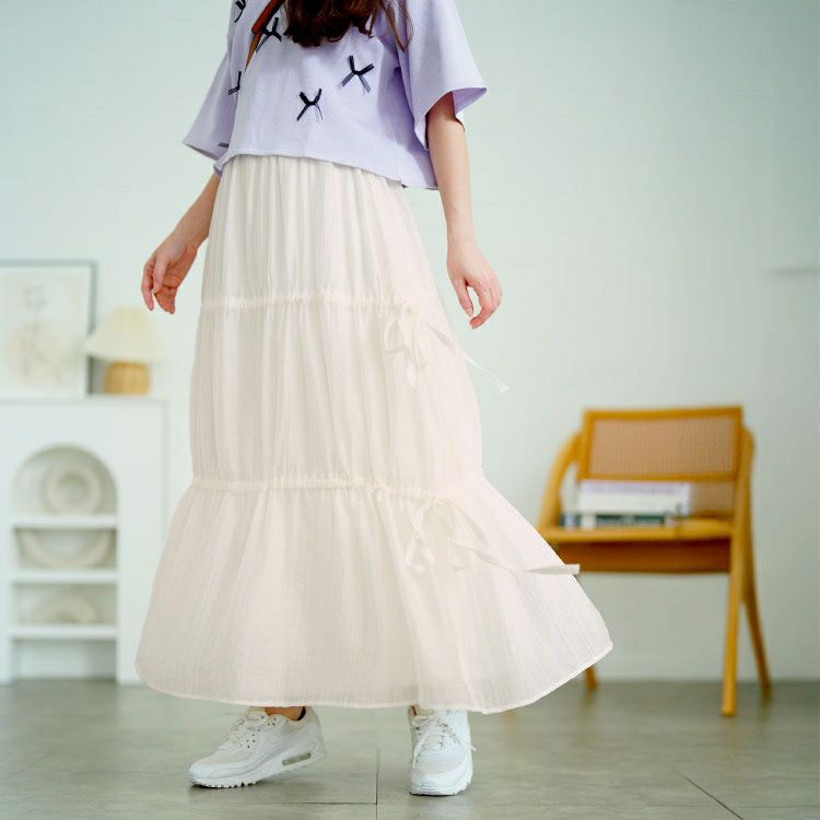 大きいサイズ レディース サイドドロストティアードスカート　tana-651012