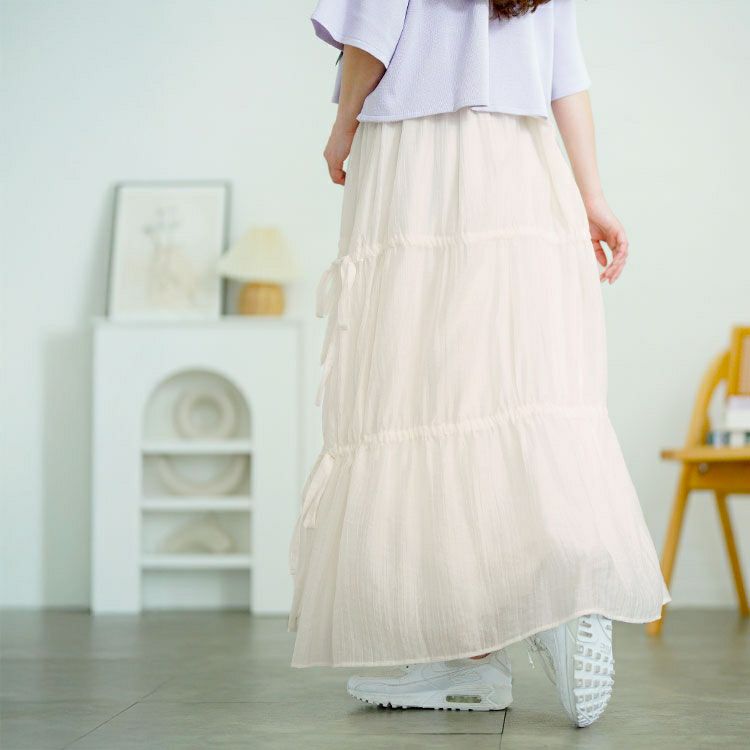 大きいサイズ レディース サイドドロストティアードスカート　tana-651012