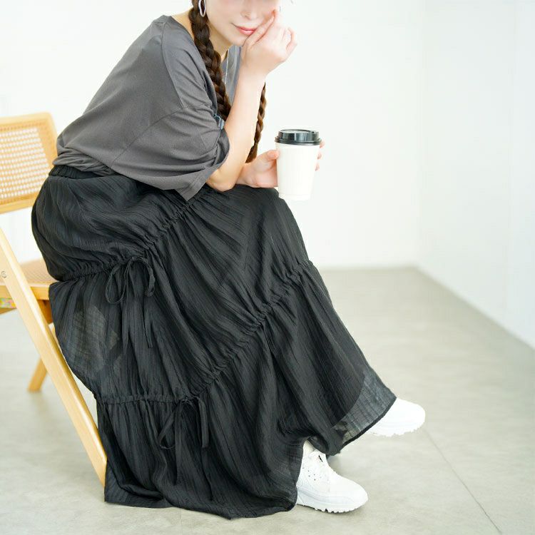 大きいサイズ レディース サイドドロストティアードスカート tana