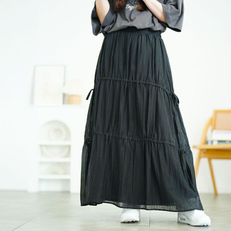 大きいサイズ レディース サイドドロストティアードスカート　tana-651012