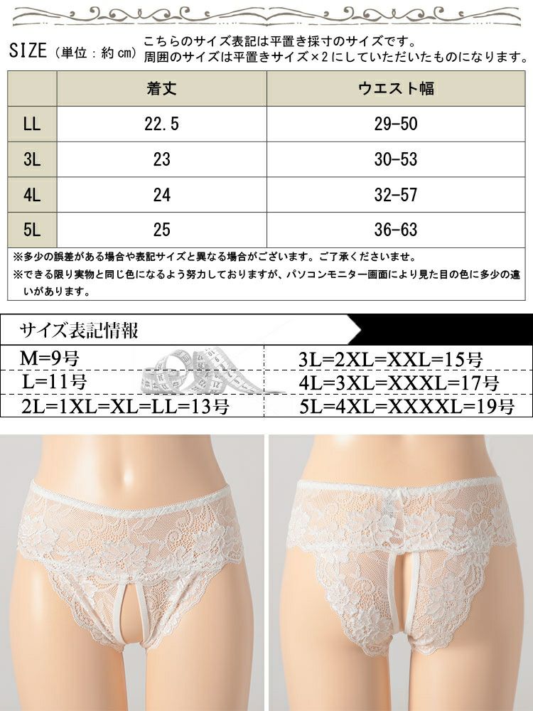 大きいサイズ レディース 股割れ総レースショーツ　goldy-1693【メール便可】