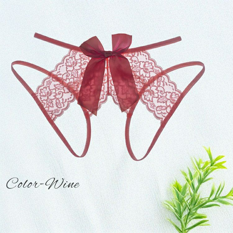 大きいサイズ レディース バックリボン股割れレースTバックショーツ　goldy-1691【メール便可】