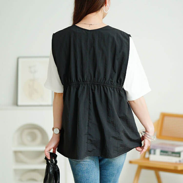 大きいサイズ レディース 撥水ナイロンペプラムベスト　cpdai-640763【メール便可】