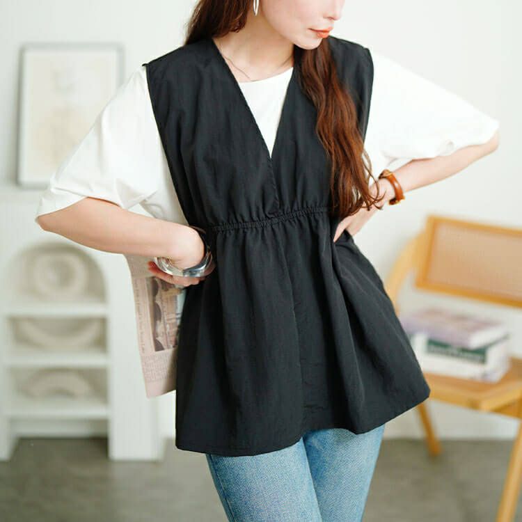 大きいサイズ レディース 撥水ナイロンペプラムベスト　cpdai-640763【メール便可】