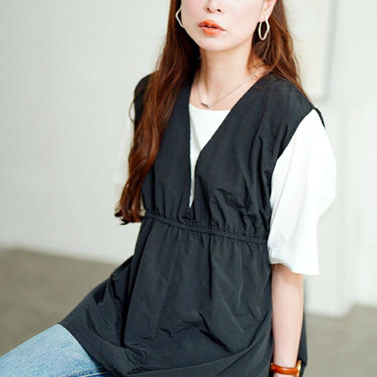 大きいサイズ レディース 撥水ナイロンペプラムベスト　cpdai-640763【メール便可】