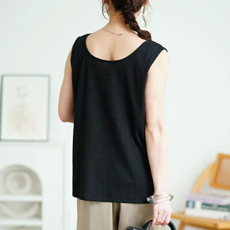 大きいサイズ レディース 前後2wayランダムリブタンクトップ　cpdai-659855【メール便可】