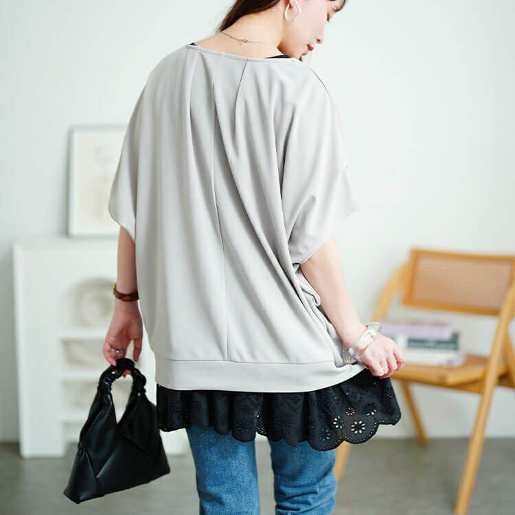 大きいサイズ レディース 接触冷感裾レースコットンタンクトップ　cpdai-659706【メール便可】