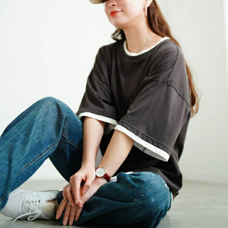 大きいサイズ レディース 接触冷感重ね着風コットンプルオーバー　cpdai-659680【メール便可】