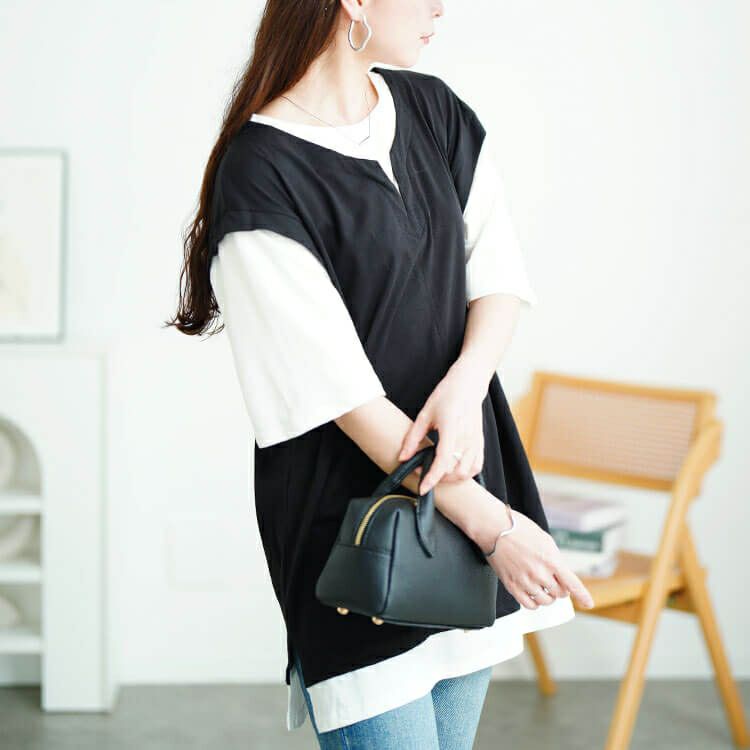 大きいサイズ レディース 接触冷感フェイクベストコットンプルオーバー　cpdai-659679【メール便可】