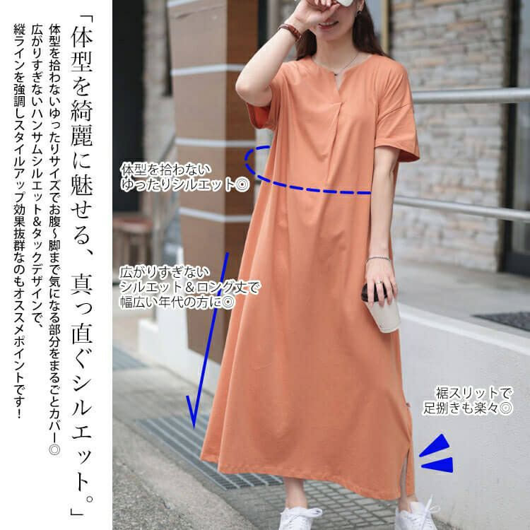 大きいサイズ レディース 接触冷感＆UVカットコットンワンピース　cpdai-659854【メール便可】