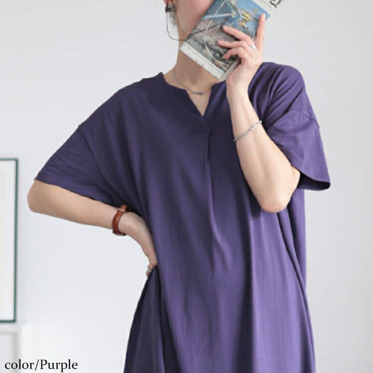 大きいサイズ レディース 接触冷感＆UVカットコットンワンピース　cpdai-659854【メール便可】