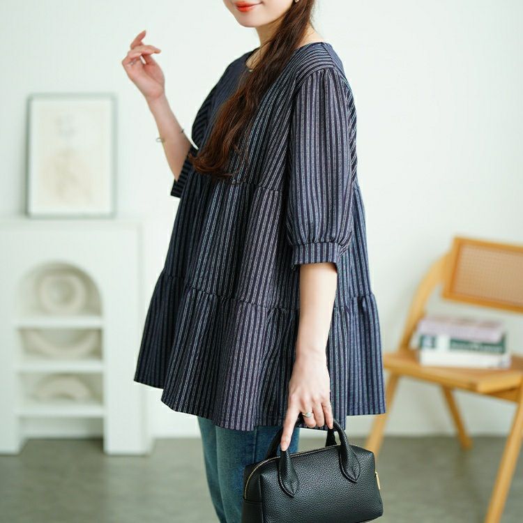 大きいサイズ レディース 接触冷感鹿の子ティアードチュニック　cpdai-659787【メール便可】