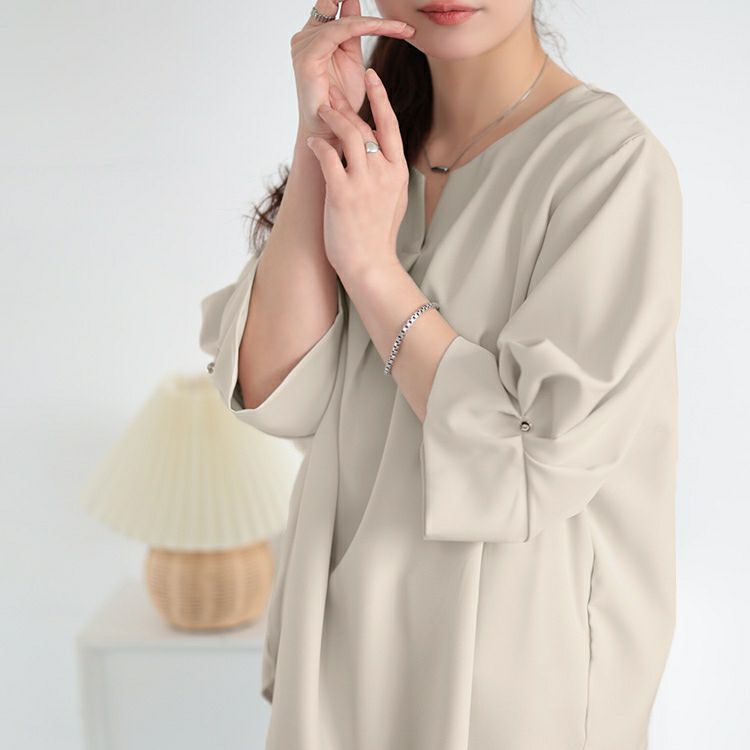 大きいサイズ レディース キーネックタックスリーブプルオーバー　mncut-152328【メール便可】